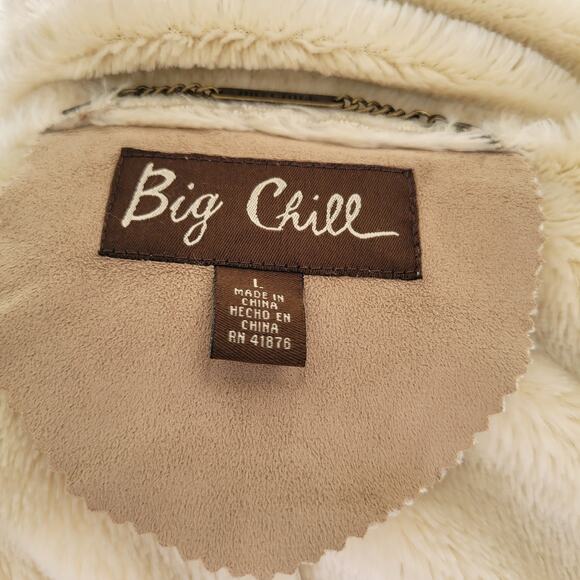 Big Chill Penny Lane Coat Tan Faux Shearling Y2K Patchwork Women Large - Picture 14 of 16